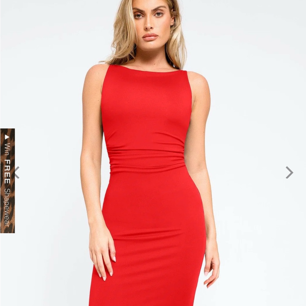 Popilush workwear shapewear Red Sleeveless Dress
